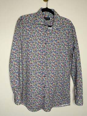 St. Croix Geometric Contemporary Button Up Shirt Multicolor Sz Lqrge